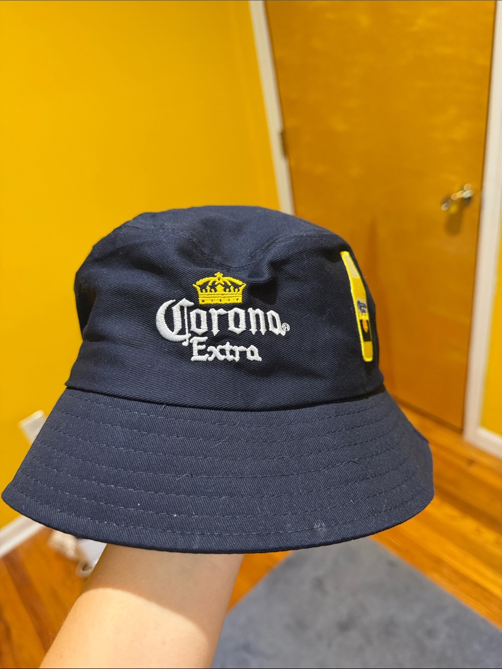 Corona Navy Bucket Hat with Yellow and White Embroidery